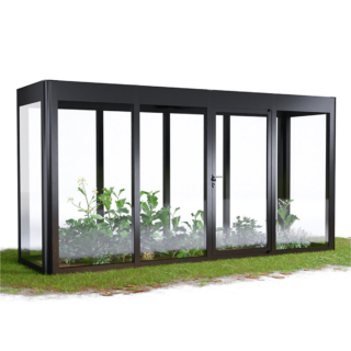 SunElements Gewächshaus 'SunGarden Energy 4.1' 443 x 128 cm mit 6 mm Acrylglas Solardach anthrazit-metallic