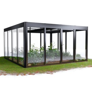 SunElements Gewächshaus 'SunGarden Energy 4.4' 443 x 443 cm mit 6 mm Solardach Acrylglas anthrazit-metallic