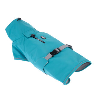TIAKI Hunderegenmantel Teal - Rückenlänge: ca. 40 cm