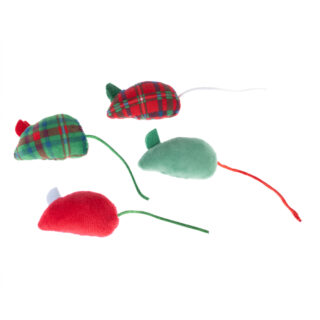 TIAKI Weihnachtliches Katzenspielzeug-Set Mäuse - 4 Stück