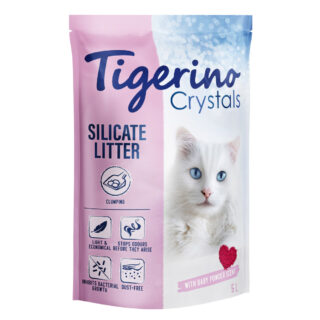 Tigerino Crystals klumpende Katzenstreu - Babypuderduft - 5 l