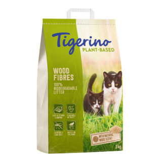 Tigerino Plant-Based Holzfaser Katzenstreu - Natürlicher Holzgeruch, parfümfrei - 7 l (3 kg)