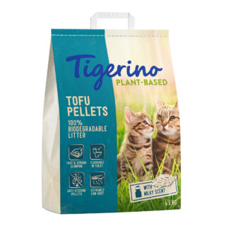 Tigerino Plant-Based Tofu Katzenstreu - Milch-Duft - Sparpaket 3 x 7 l (13,8 kg)