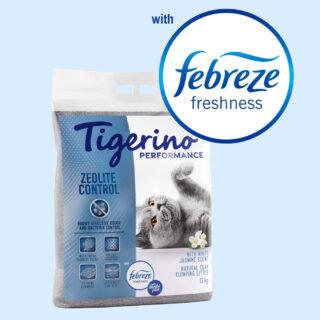 Tigerino x Febreze: Performance Zeolite Control Katzenstreu - Febreze-Jasminblütenduft - Sparpaket 2 x 12 kg