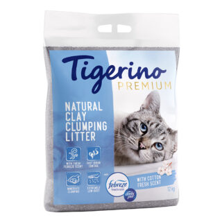 Tigerino x Febreze: Premium Katzenstreu - Febreze Frischer Baumwollblütenduft - Sparpaket 2 x 12 kg