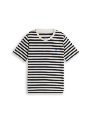 TOM TAILOR Kurzarmshirt Sommershirt - gestreift und mit Dino-Stickerei - für Boys