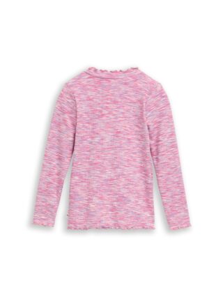 TOM TAILOR Langarmshirt in melierter Optik / mit Kräusel-Abschlüssen / für Girls