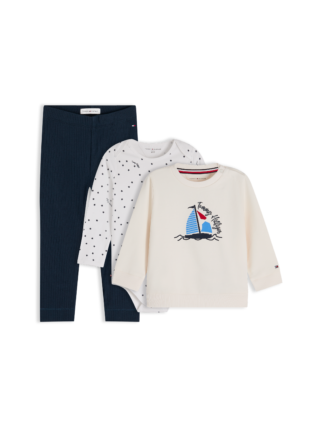 Tommy Hilfiger Neugeborenen-Geschenkset Set, 3 Shirt, Body & Jerseyhose für Babys
