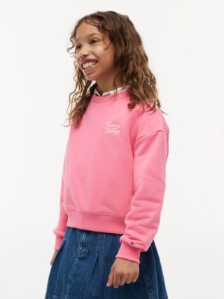 Tommy Hilfiger Sweatshirt "TOMMY SCRIPT PRINTED SWEATSHIRT", Rundhalsausschnitt, Regular Fit, Kinder bis 16 Jahre