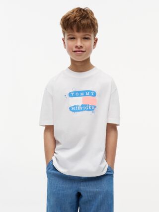 Tommy Hilfiger T-Shirt für Kinder bis 16 Jahre, Graffiti-Druck, Regular Fit