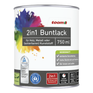 toom 2in1 Buntlack edelweiß seidenmatt 750 ml