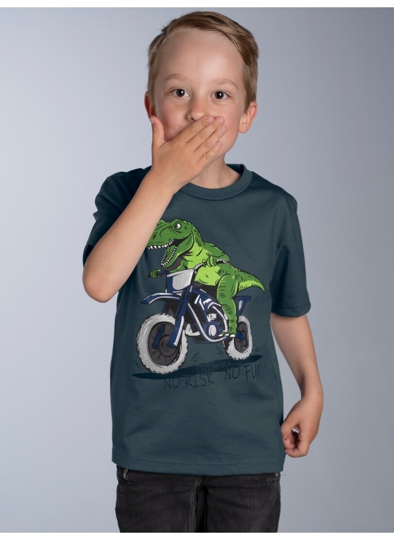Trigema T-Shirt "TRIGEMA T-Shirt mit Dino Motiv "No Risk No Fun"" 1