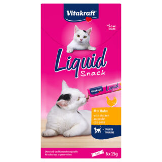 Vitakraft Cat Liquid-Snack mit Hähnchen + Taurin -Sparpaket 24 x 15 g