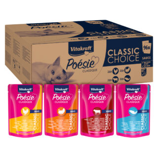 Vitakraft Poésie Classic Mixpaket - 12 x 85 g - Sauce (Huhn, Truthahn, Rind, Lachs)