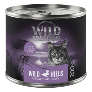 Wild Freedom Adult 6 x 200 g - getreidefreie Rezeptur - Wild Hills: Ente & Huhn