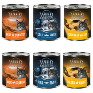 Wild Freedom Adult 6 x 800 g - getreidefreie Rezeptur - Mixpaket (Huhn, Lachs, Kaninchen)