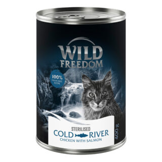 Wild Freedom Adult Sterilised 12 x 400 g - getreidefreie Rezeptur - Cold River Sterilised - Lachs & Huhn