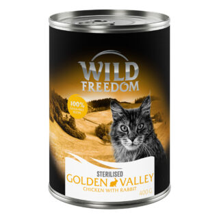 Wild Freedom Adult Sterilised 12 x 400 g - getreidefreie Rezeptur - Golden Valley Sterilised - Kaninchen & Huhn