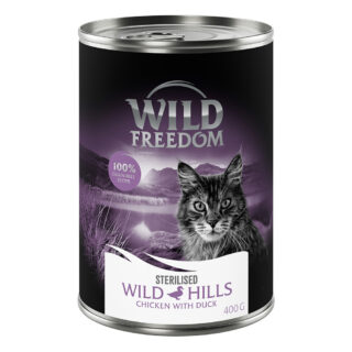Wild Freedom Adult Sterilised 12 x 400 g - getreidefreie Rezeptur - Wild Hills Sterilised - Ente & Huhn
