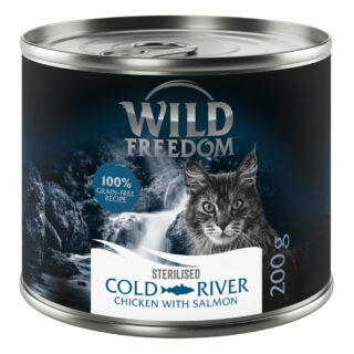 Wild Freedom Adult Sterilised 24 x 200 g - getreidefreie Rezeptur - Cold River - Lachs & Huhn