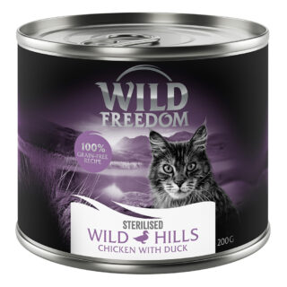 Wild Freedom Adult Sterilised 24 x 200 g - getreidefreie Rezeptur - Wild Hills Sterilised - Ente & Huhn
