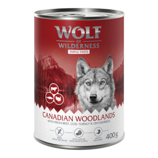 Wolf of Wilderness Adult - "Taste of" 6 / 24 x 400 g - 6 x 400g: Triple Taste of The Mediterranean - Lamm, Huhn, Forelle