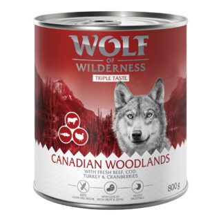 Wolf of Wilderness Adult - "Triple Taste" 6 x 800 g - The Savanna - Pute, Rind, ZIEGE