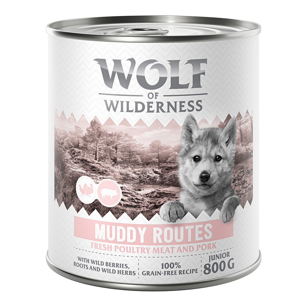 Wolf of Wilderness Junior - mit viel frischem Geflügel 6 x 800 g - Mixpaket