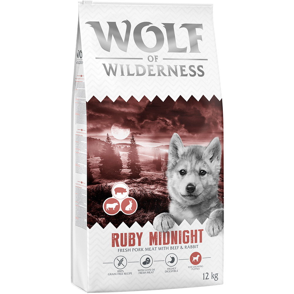 Wolf of Wilderness Junior "Ruby Midnight" Rind & Kaninchen - getreidefreie Rezeptur - Sparpaket: 5 x 1 kg